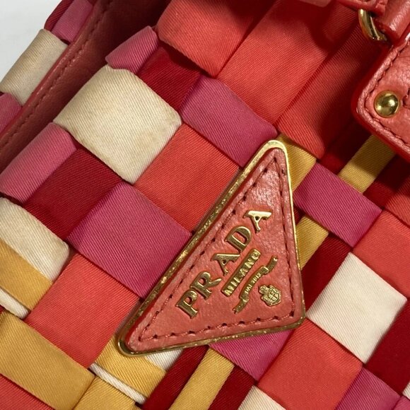 PRADA BN1653 Multicolore Logo braid Shoulder Bag Tote Bag Handbag Shoulder Bag - Picture 6 of 16